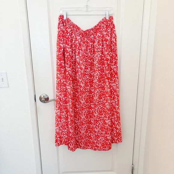 Ganni Red Floral Midi Skirt - Picture 2 of 4